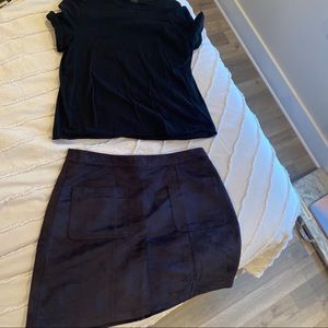 Suede mini skirt